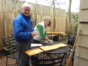 My dad and I take on the sandbox -- some (lots) of assemby required)
