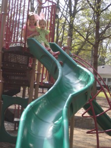 Lynn and Kate on the slide Lynn and Kate on the slide