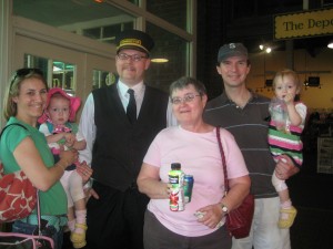At the Choo Choo, with the train's conductor-- Uncle Wesley! At the Choo Choo, with the train's conductor-- Uncle Wesley!