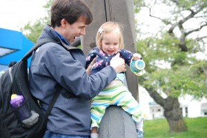 Allan and Lydia playing on a big anchor