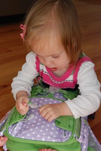 Lydia checking out the buckles