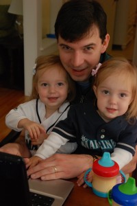 Hadley and Lydia in full Mariner fan regalia