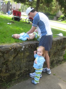 Freshening up after the race