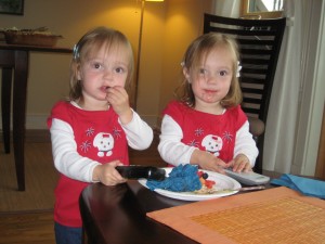H and L sampling the delicious party cuisine