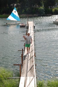 My dad coming in after a sail on the sunfish