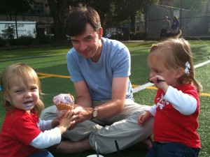 Hadley, Allan, and Lydia enjoying their (our) ice-cream