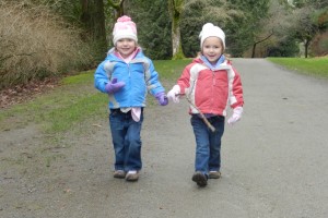 Hadley, Lydia, and their prize stick