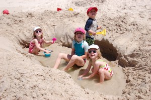 Cousins hard at work at the beach (L&H)