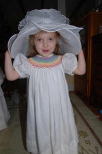 Hadley taking my hat for a spin