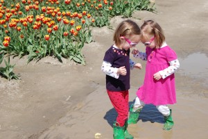H&L splashing in the mud puddles